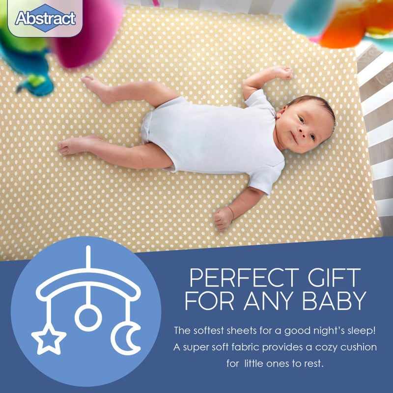 Abstract Cotton Crib Sheets - Fitted Crib Sheet for Standard Crib Mattress - Ultra Soft Crib Sheets for Boys Girls Baby - Universal - Snug Fitted - Cotton - 28"x52" (Beige Polka Dot) - Image 5